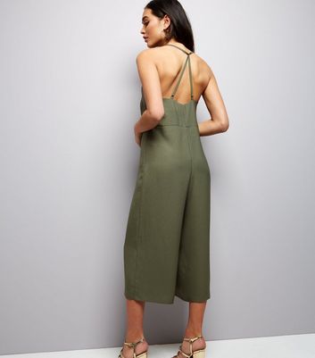 khaki culotte jumpsuit