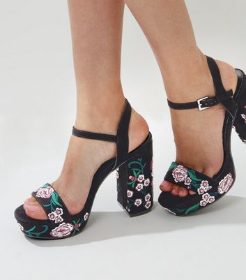 embroidered floral heels