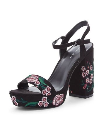 embroidered platform heels