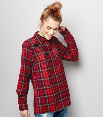 red and blue check shirt new look