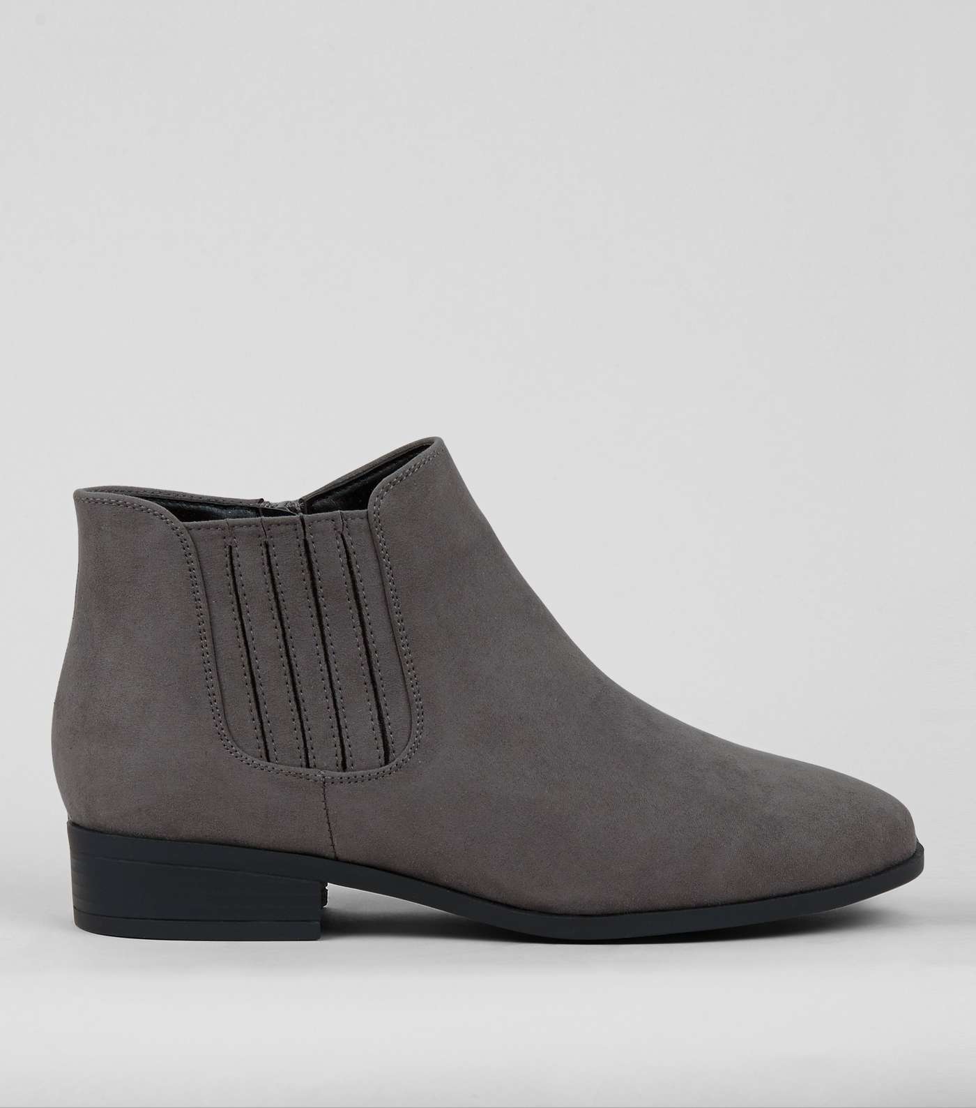 Wide Fit Grey Suedette Chelsea Boots