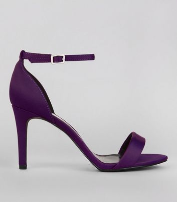 Wide Fit Purple Satin Ankle Strap Heels 