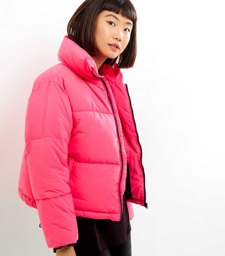 bright pink padded jacket