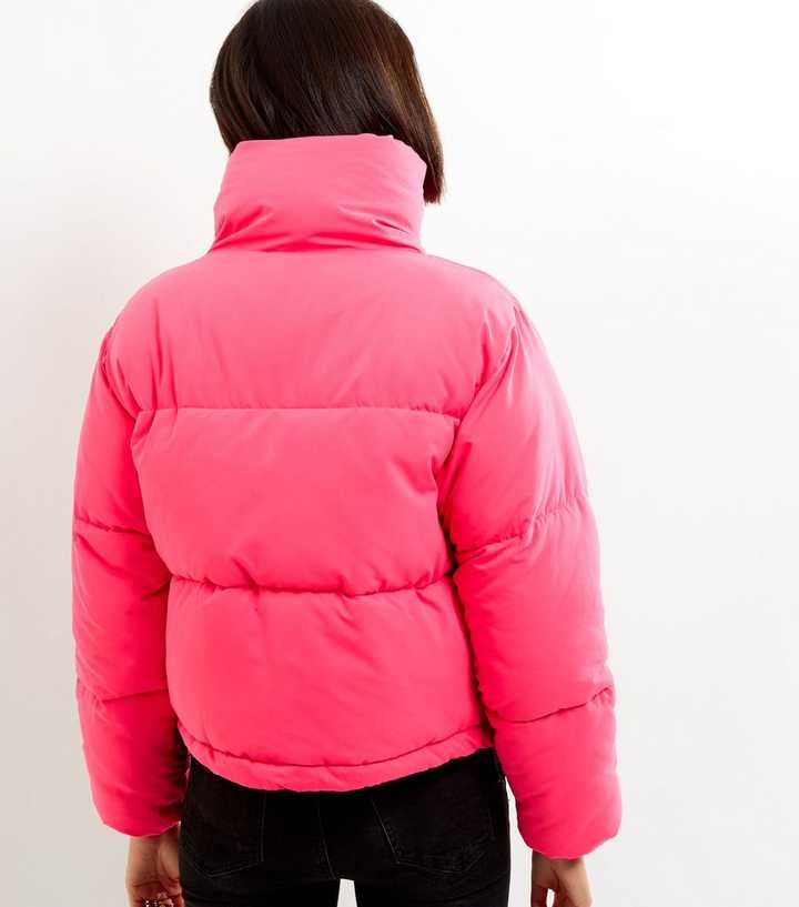 bright pink padded jacket