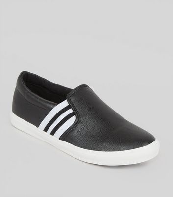 new look black slip on shoes