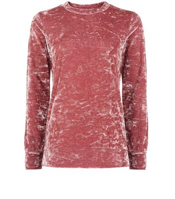 Shell Pink Velvet Long Sleeve Crew Neck 