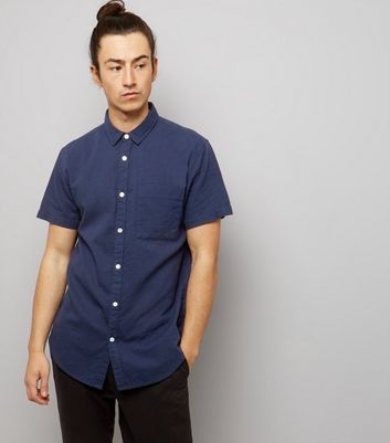 Navy Textured Short Sleeve Shirt New Look