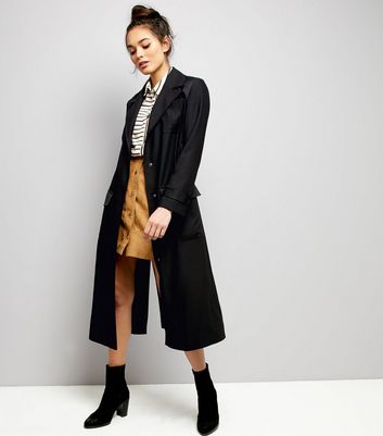 new look black duster coat