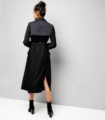 Black Belted Military Duster Coat New Look