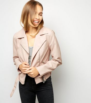 pink leather look jacket