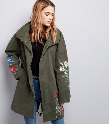 khaki floral jacket