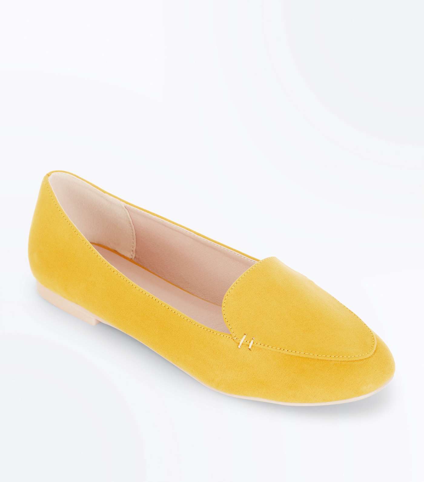 Yellow Suedette Stitch Detail Loafers