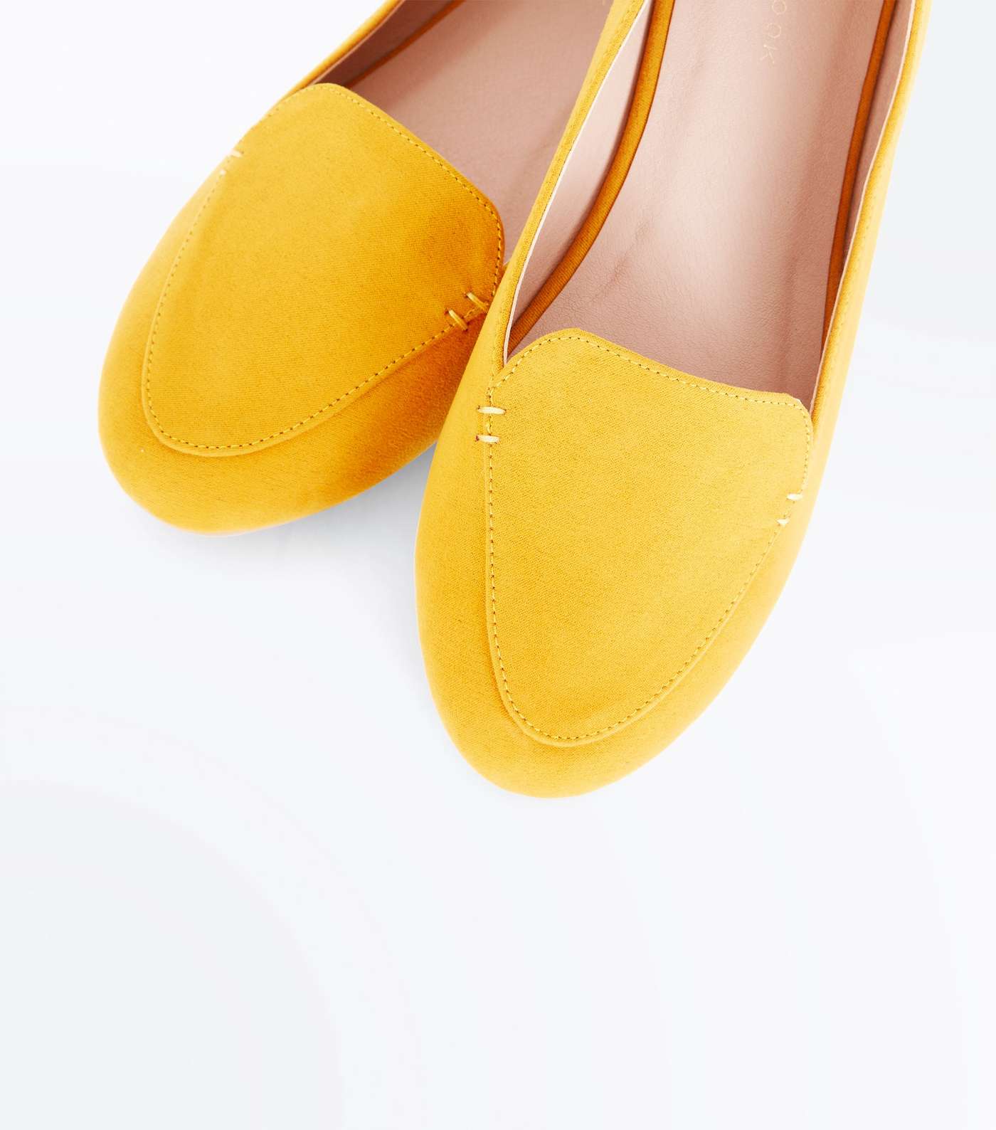 Yellow Suedette Stitch Detail Loafers Image 3