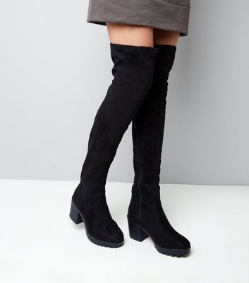 new look over the knee chunky heeled boot