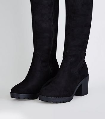 new look over the knee chunky heeled boot