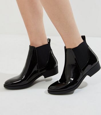Black Patent Chelsea Boots | New Look