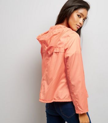 Orange Hooded Fold Away Anorak New Look