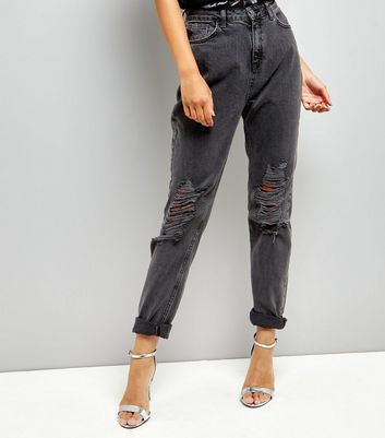 charcoal grey ripped jeans