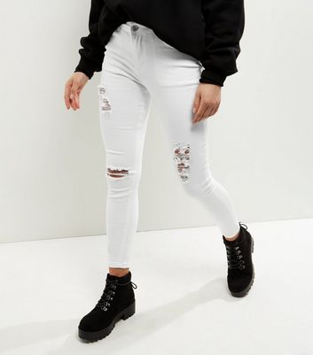 petite white ripped jeans