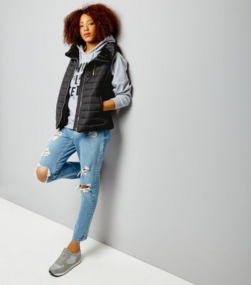 Black Fitted Padded Gilet New Look
