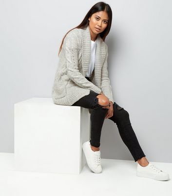 petite cable knit cardigan