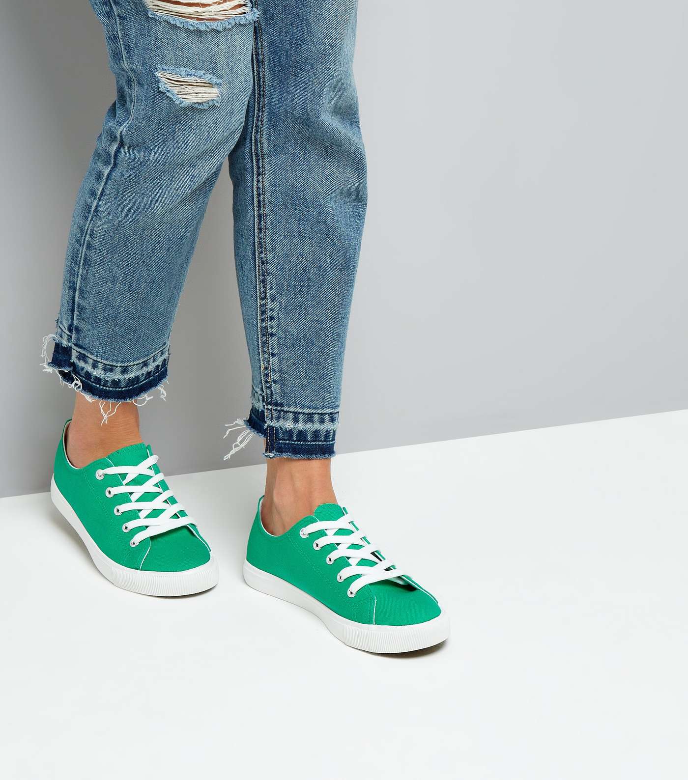 Green Lace Up Trainers Image 3