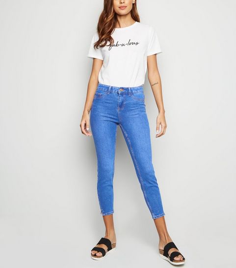Jean skinny Jenna bleu vif déchiré à taille mi-haute