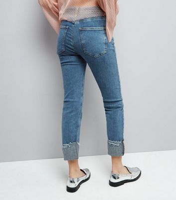 straight leg turn up jeans
