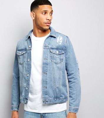 dark blue ripped denim jacket