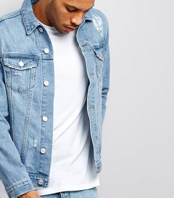 Light blue ripped jean on sale jacket