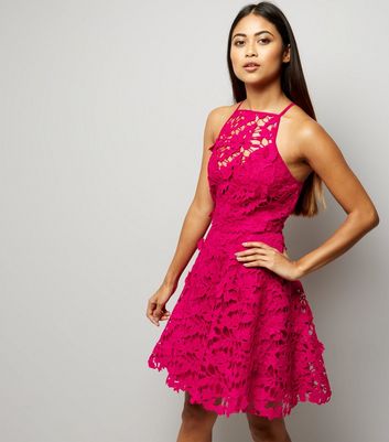 bright pink skater dress