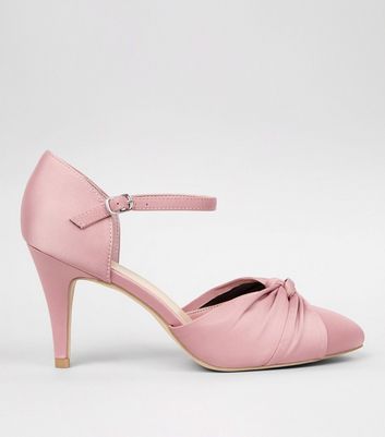 pink satin court shoes