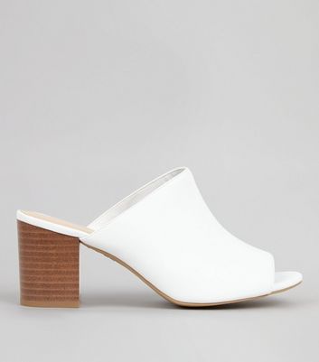 white open toe mule heels