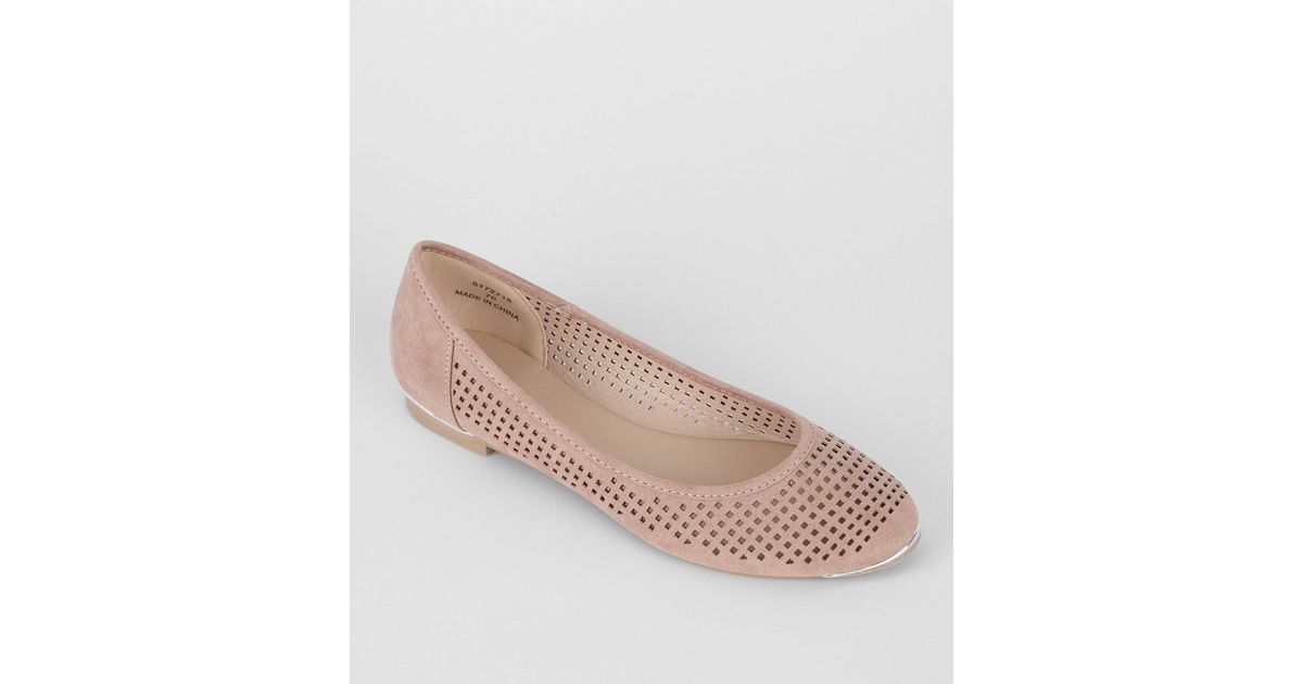 Pink Lazer Cut Ballet Pumps New Look