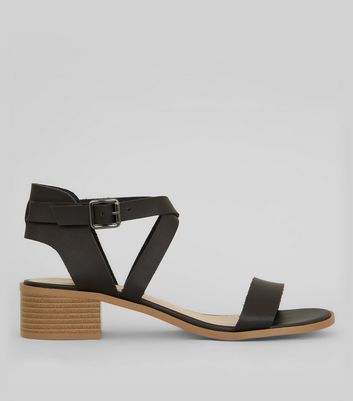 Black Cross Strap Sandals | New Look