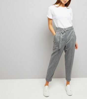 pinstripe tapered trousers women's