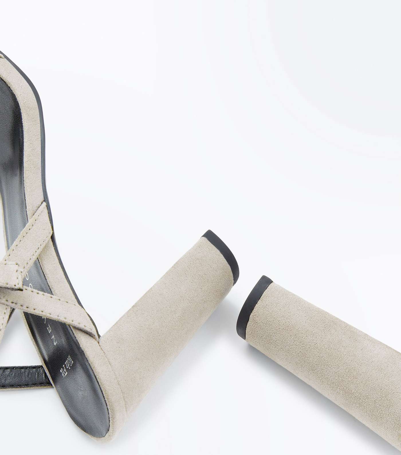 Wide Fit Grey Suedette Cross Strap Side Heels Image 5