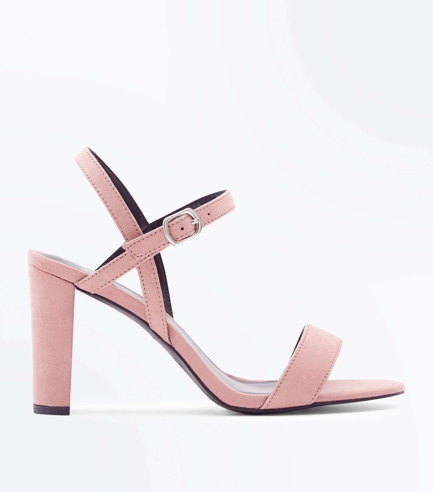Wide Fit Pale Pink Suedette Cross Strap Side Heels