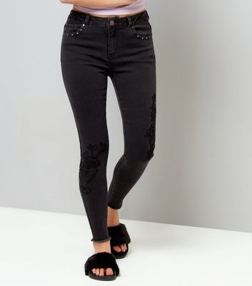 black studded skinny jeans