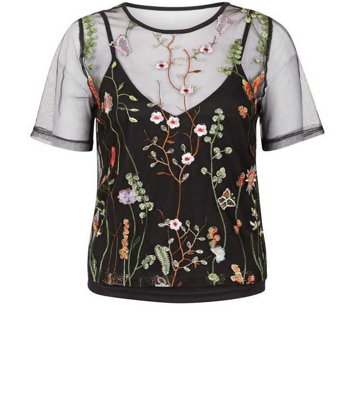 Sheer Floral Embroidered Top