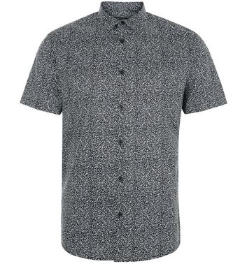Black Petal Print Short Sleeve Shirt New Look