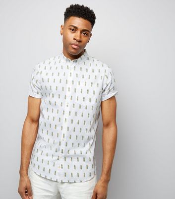 White Matchstick Print Short Sleeve Shirt New Look