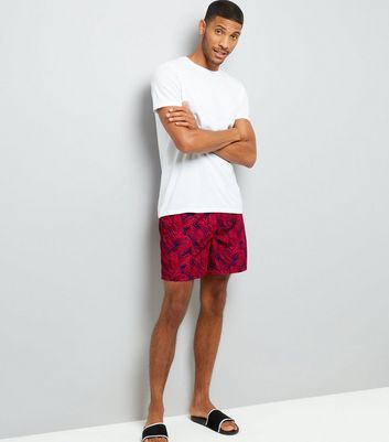 Navy Tropical Print Swim Shorts New Look