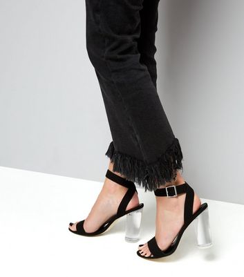 black wrap block heels