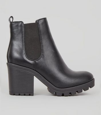 Black Chunky Heel Chelsea Boots | New Look