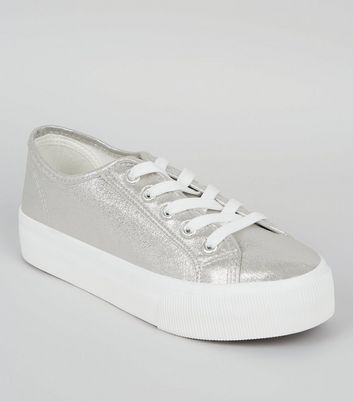 silver platform trainers