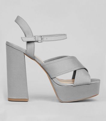 gray platform heels