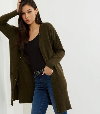 longline khaki cardigan