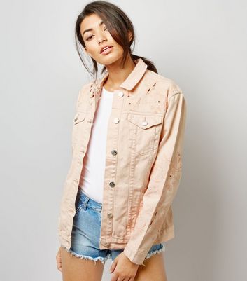 Shell Pink Denim Jacket New Look