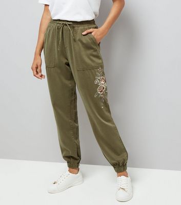 new look khaki joggers